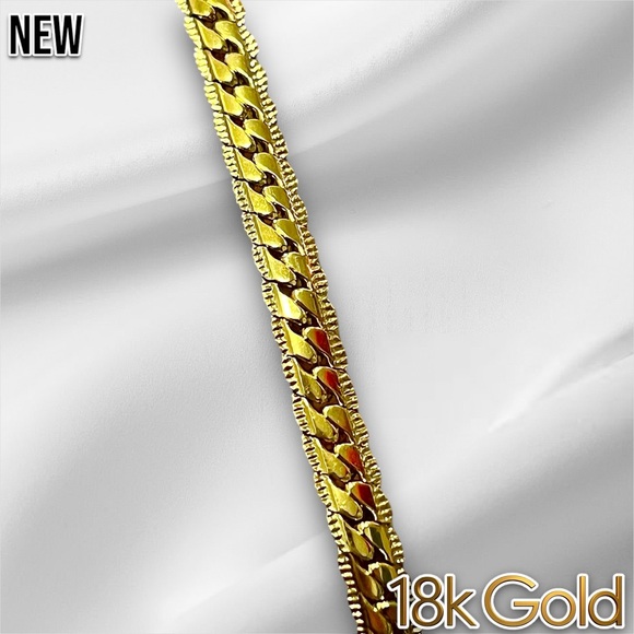 New 18K Gold Flat Chain Necklace 20inches Unisex - Picture 7 of 7